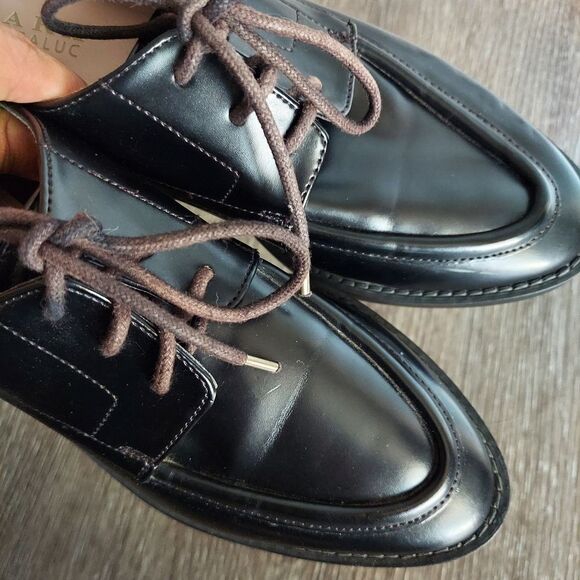 Zara Trafaluc Platform Lace up Oxford Loafer Shoe Black Size 39 - Picture 9 of 9